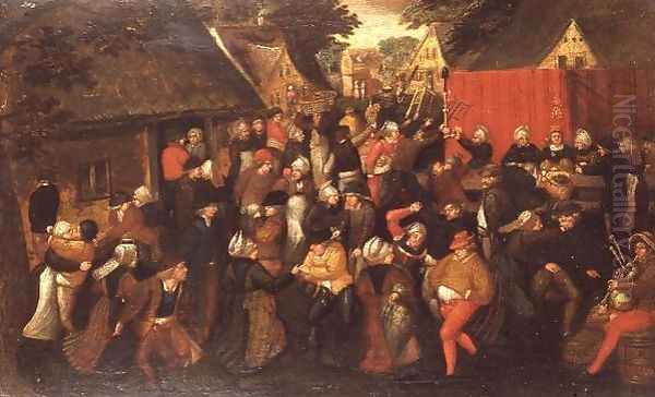 A village wedding Oil Painting by Marten Van Cleve