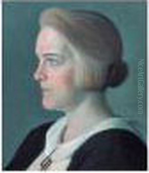 Portratt Av En Dam (portrait Of A Lady) Oil Painting by Stefan Johansson