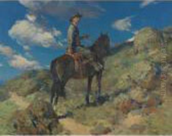 Range Boss Joe Ericson At The Swenson Land And Cattle Co. Oil Painting by Frank Johnson