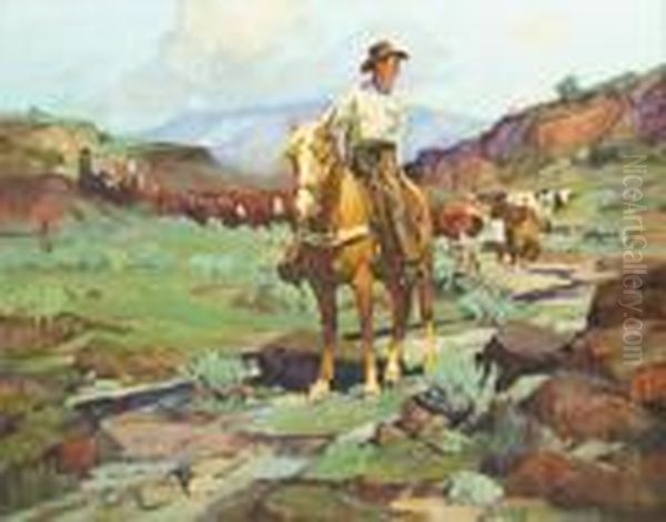 The Trail Herd Oil Painting by Frank Johnson