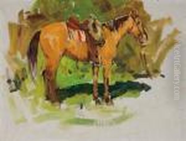 Orange Horse Oil Painting by Frank Johnson
