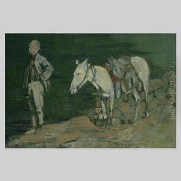 Johnson.california . Study 
Moonlight In The Canyon #3. Oil Oncanvas. 9 X 13 Inches. Signed Lower 
Right: F Tenney Johnson Oil Painting by Frank Johnson