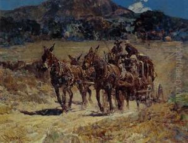 The Sutter Creek Stage Oil Painting by Frank Johnson