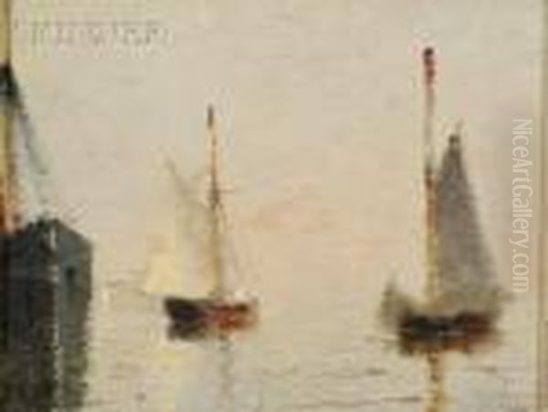 Fisherman In Tow Oil Painting by Johnson, Marshall