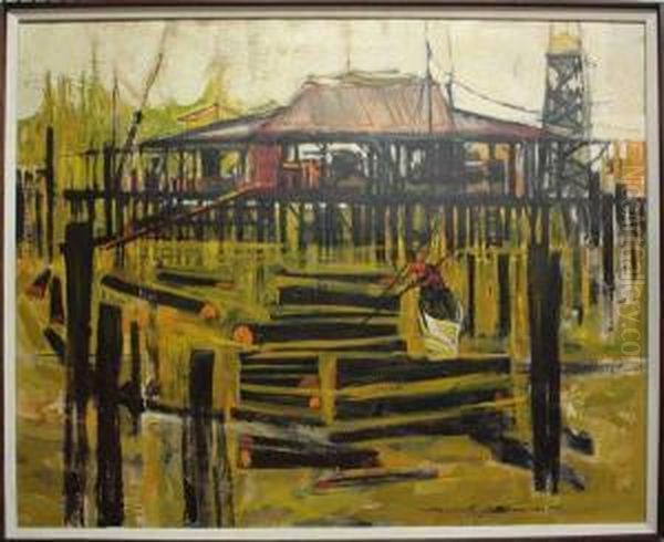 Indian Sawmill Oil Painting by Johnson, Marshall