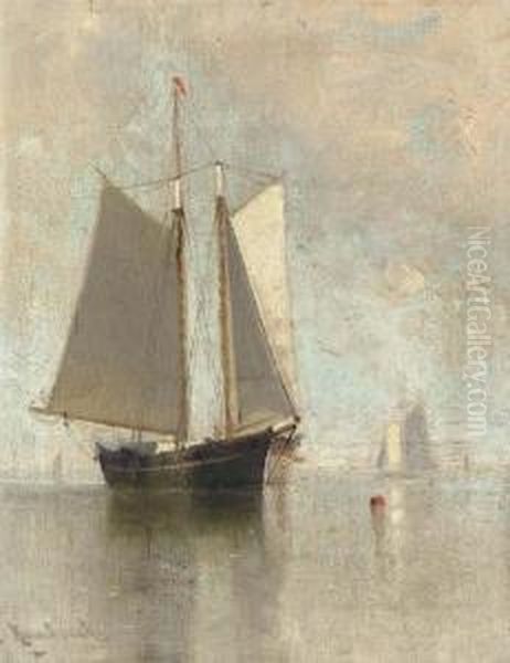 Shipping In A Calm Oil Painting by Johnson, Marshall