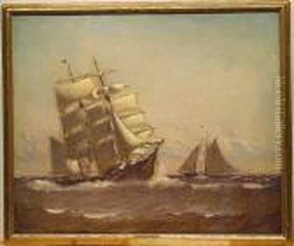 Ships At Full Sail Oil Painting by Johnson, Marshall