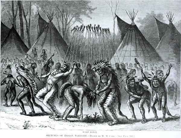 Scalp Dance from 'Sketches of Indian Warfare' Oil Painting by William de la Montagne Cary