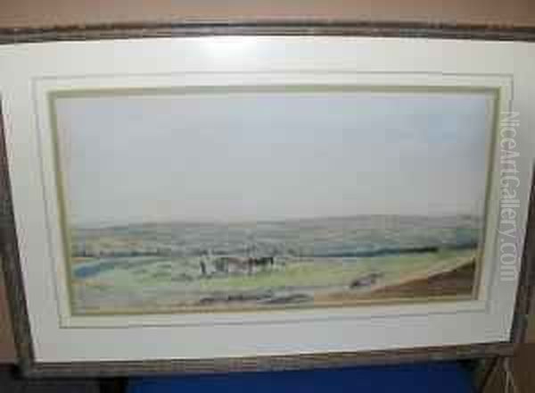 Loading The Hay Wagon In A Yorkshire Milllandscape Oil Painting by Frederick Cecil Jones