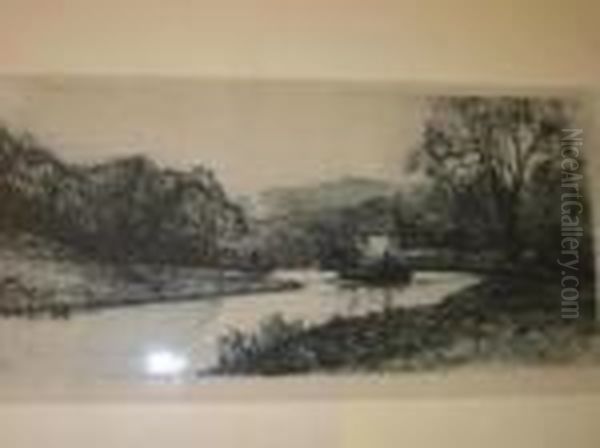 The Canal, Esholt Oil Painting by Frederick Cecil Jones