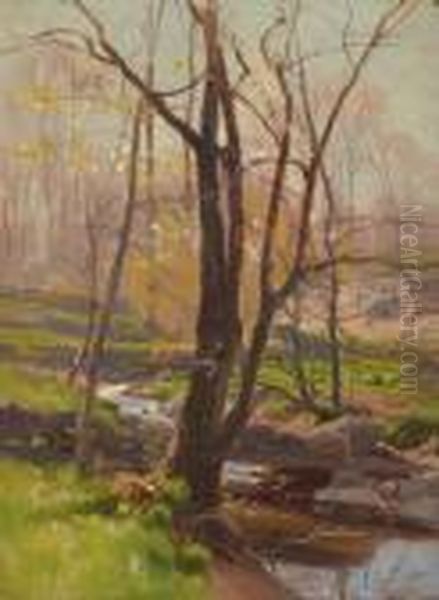 A Brook In Early Spring Oil Painting by Hugh Bolton Jones