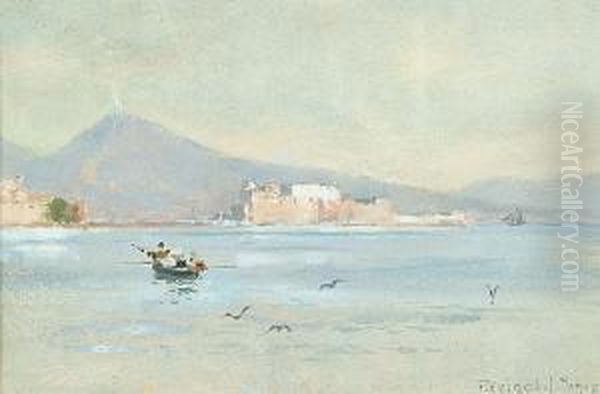 View Over The Bay Of Naples Oil Painting by Reginald T. Jones