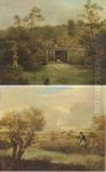 Fishing Beneath A Weir Oil Painting by Samuel John Egbert Jones