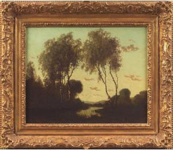 Idyll Creek Sunset Oil Painting by Carl Henrik Jonnevold