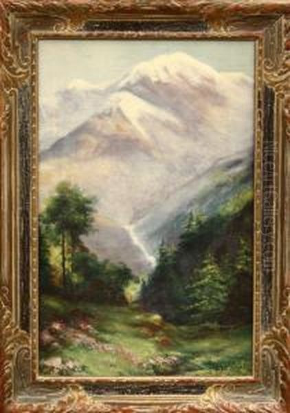 View Of A Mountain Oil Painting by Carl Henrik Jonnevold