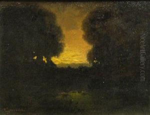 Evening Oil Painting by Carl Henrik Jonnevold