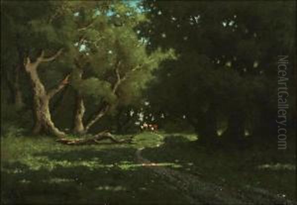 Wood Interior Oil Painting by Carl Henrik Jonnevold