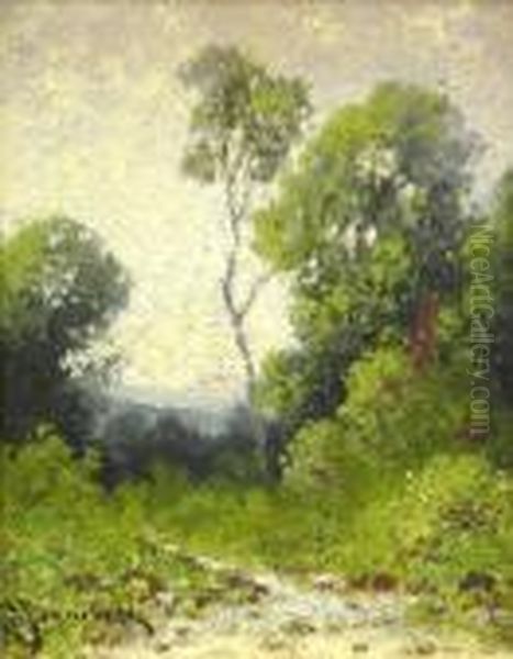 A Verdant Landscape Oil Painting by Carl Henrik Jonnevold