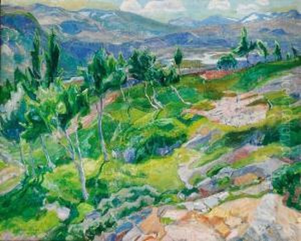 Middagssol, Sjodalen 1911 Oil Painting by Lars Jorde