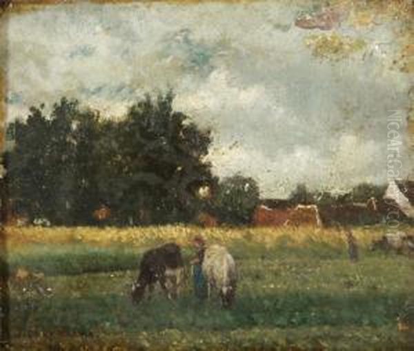 At The Field Oil Painting by Adrien Josef Heymans