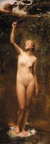 Truth - 'a Little Child Having 
Lowered Her Bucket Into An Old Anddisused Well Was Surprised To See 
Therein Standing The Very Goddessof Truth Herself Who Having Shewn Her 
Face In A Glass And Filledher Bucket With Sweet Water From Her Well, 
Straight Oil Painting by George William Joy