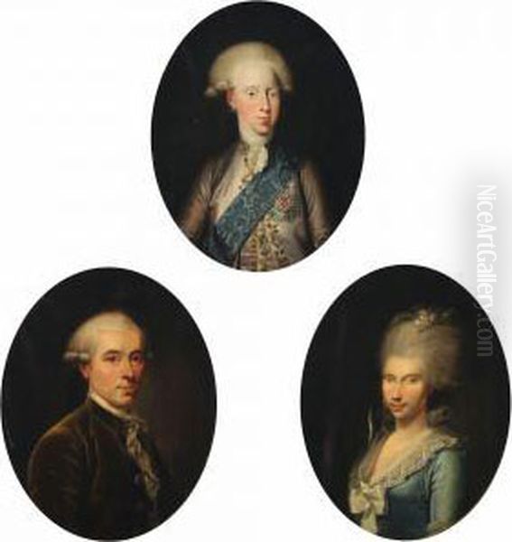 Portrait Of Crown Prince 
Frederick Vi Of Denmark, Portrait Of Beate Albertine Sporon And Her 
Husbond Benjamin Georg Sporon Oil Painting by Jens Juel