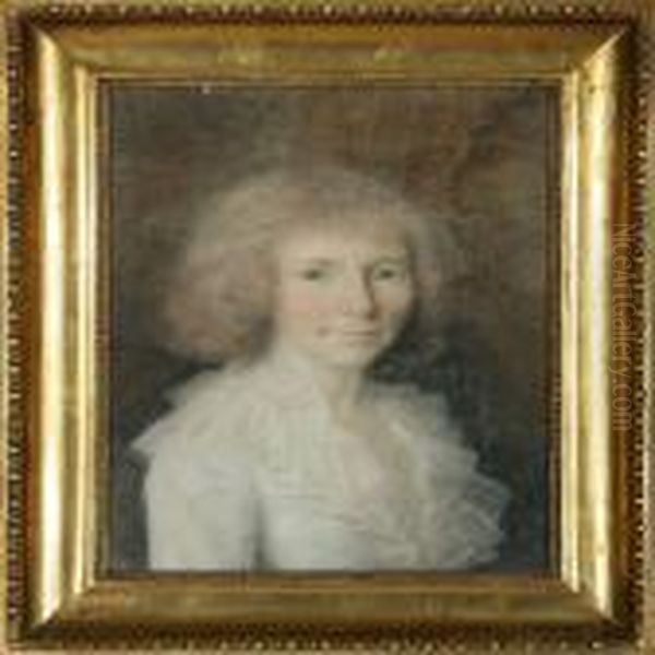 Portrait Of Awoman In A White Dress Oil Painting by Jens Juel