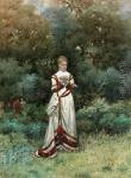 Dama En Un Paisaje De Fausto.
 Tecnica Mixta Sobre Papel Oil Painting by Jose Juliana Albert