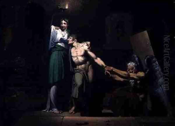 Faith Holding the Unfortunate to the Grave, 1818 Oil Painting by Armand Charles Caraffe