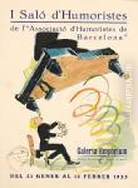 Un Pianista. Dibujado Sobre El 
Cartel Del I Salo D'humoristes, Realizado En Barcelona En 1933. Firmado Oil Painting by Joan Junceda