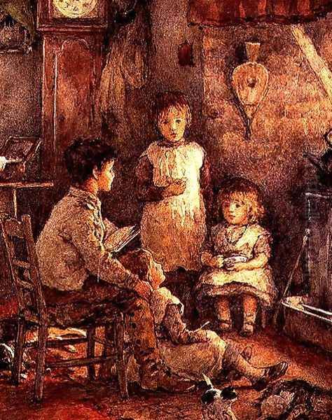 Children round the Fire Oil Painting by Alice Clausen