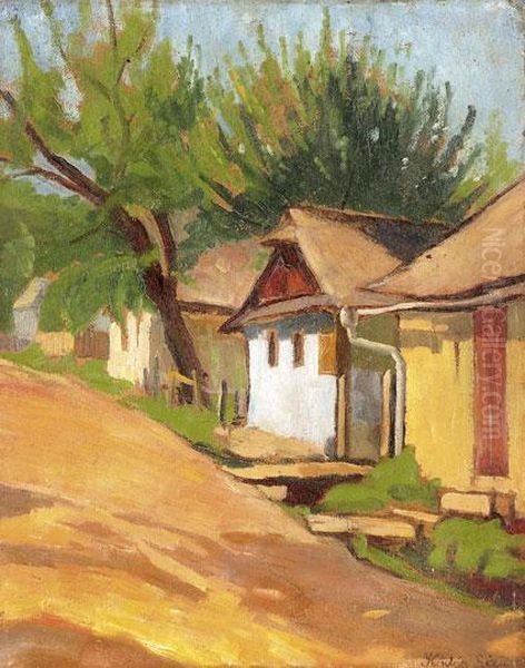 Vorosvizi Utca Oil Painting by Geza Kadar