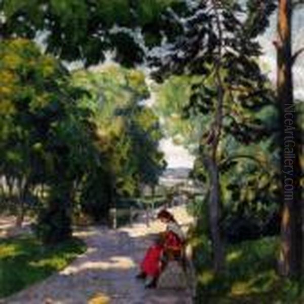 In The Park In Nagybanya Oil Painting by Geza Kadar