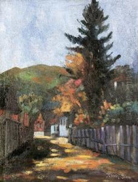 Nagybanyi Utca Oil Painting by Geza Kadar