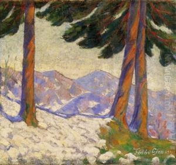 Landscape In Nagybanya Oil Painting by Geza Kadar