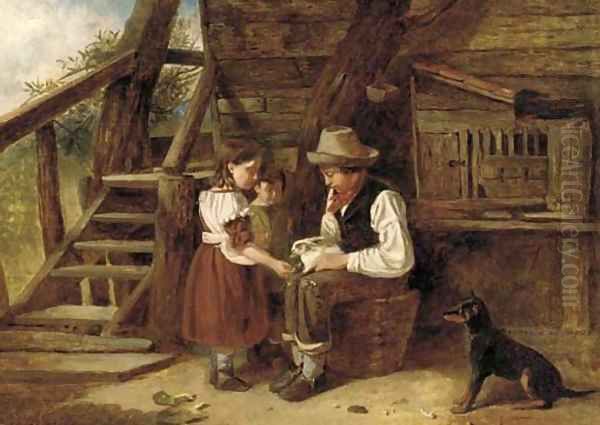 The pet rabbit Oil Painting by James Cole