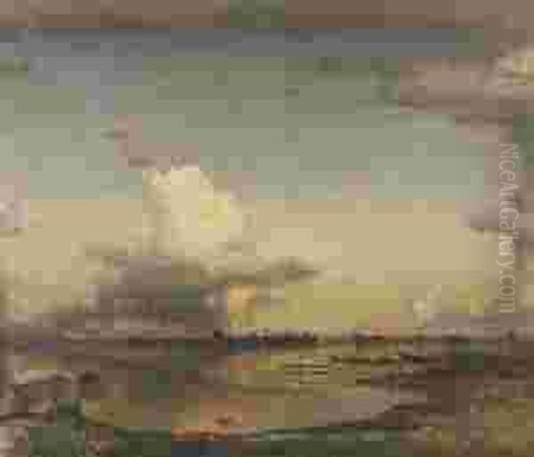 Chiemsee - Blick Auf Die
 Fraueninsel. Oil Painting by Richard Kaiser