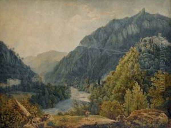 Vue De La Vallee De Terni, En 
Ombrie, Avec Les Ruines Du Chateau De Papigno Et L'eglise Santa Maria 
Annunziata Sur Les Hauteurs Oil Painting by Franz Keiserman