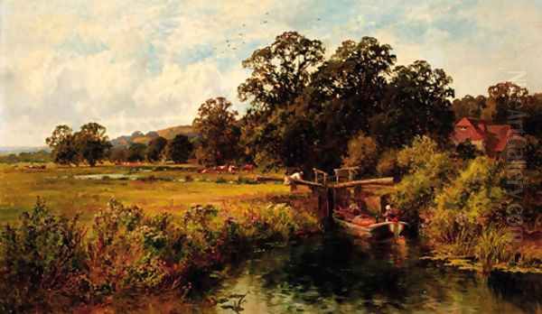 Fittleworth Lock on the Rother, Sussex Oil Painting by Walter Wallor Caffyn