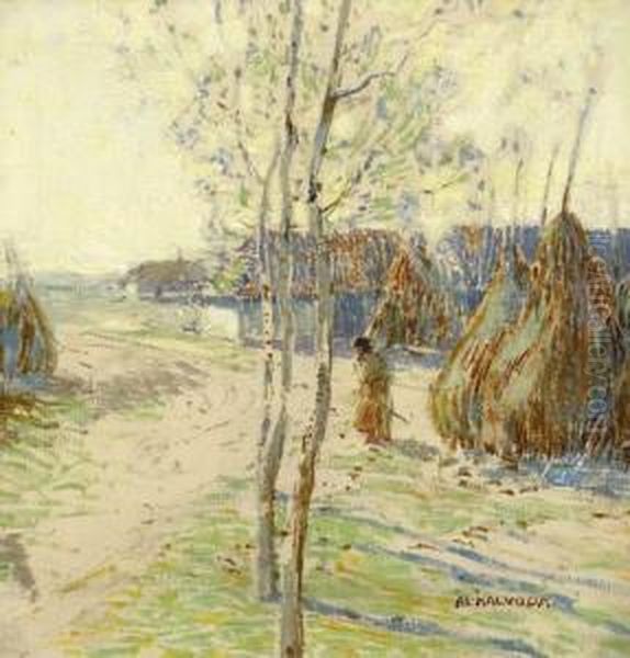 Beyond The Threshing Floor Oil Painting by Alois Kalvoda