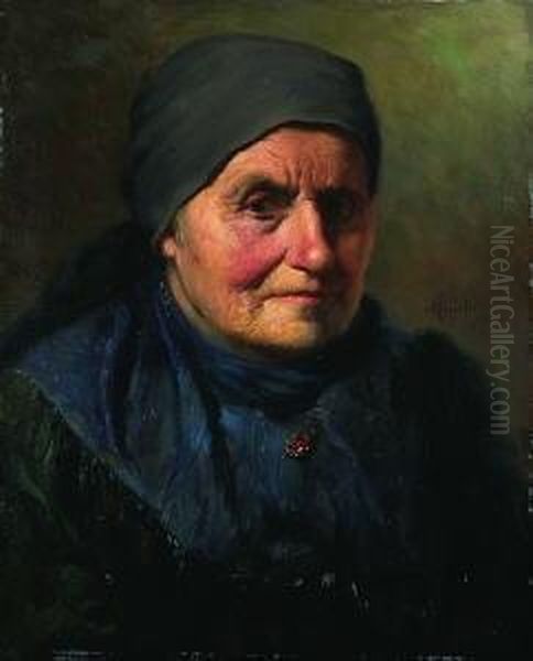 Alte Bauerin Oil Painting by Ludwig Kandler