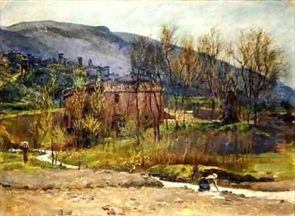 Tuscan Village Oil Painting by Edith Ridley Corbet