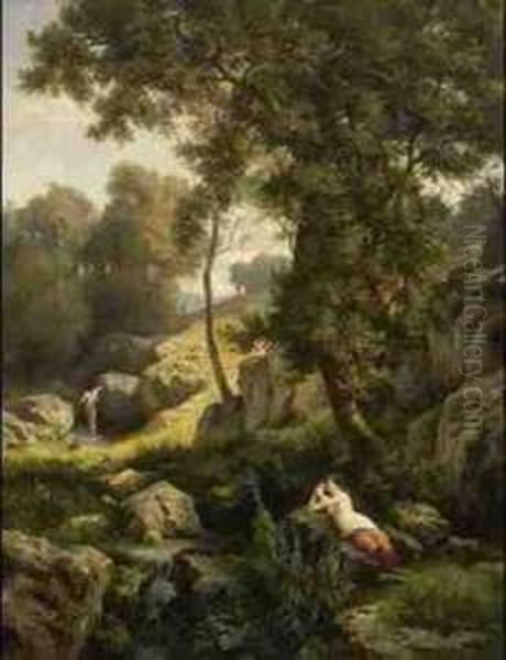 Echo Und Narziss Oil Painting by Edmund Friedrich Kanoldt