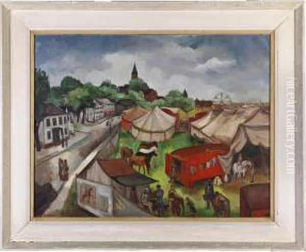 Circus In Dover Oil Painting by Bernard Karfiol