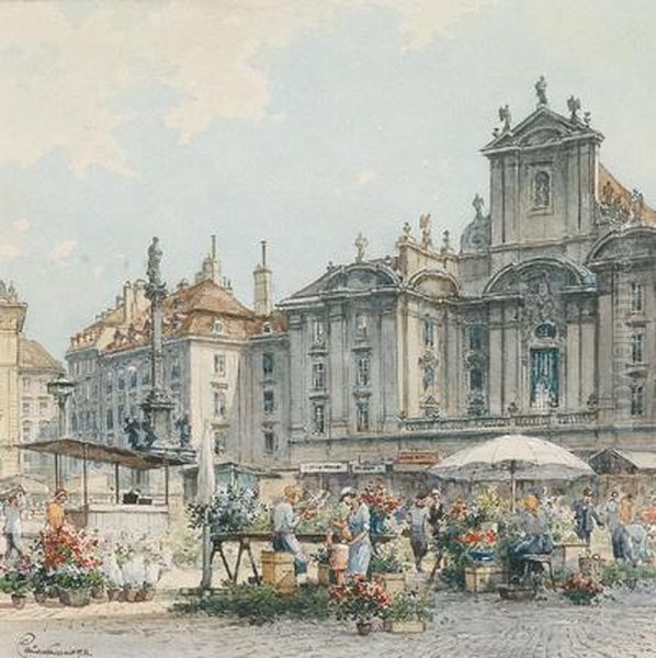 Blumenmarkt Am Hof Oil Painting by Paul Kaspar