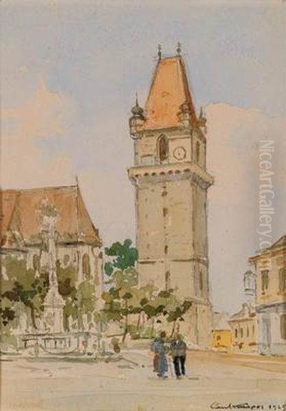 Hauptplatz In Perchtoldsdorf Oil Painting by Paul Kaspar