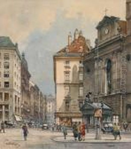 Michaelerkirche Und Kohlmarkt Oil Painting by Paul Kaspar