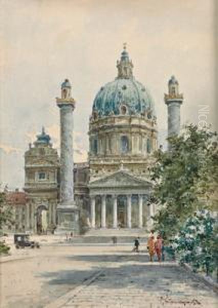 Die Karlskirche In Wien Oil Painting by Paul Kaspar