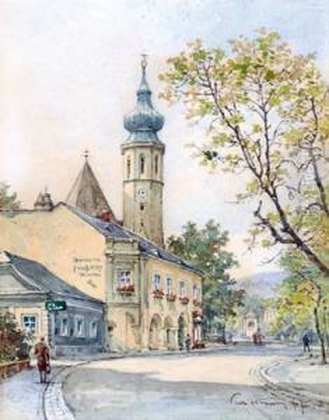 Chiesa Di Grinzing Oil Painting by Paul Kaspar