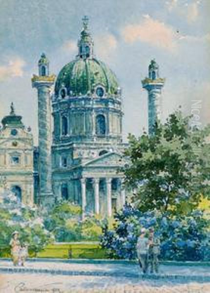 Chiesa Di San Carlo A Vienna Oil Painting by Paul Kaspar